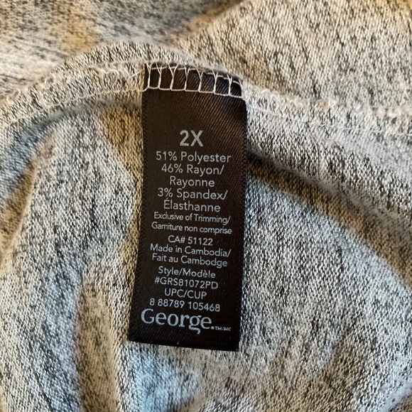 George bell-sleeved cozy grey 2X top - Picture 3 of 3